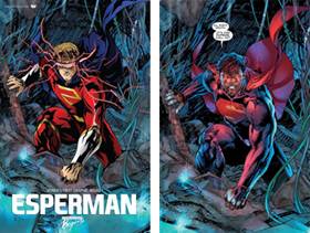 유명 미국 만화 ‘수퍼맨 언체인드’(오른쪽)를 베껴 논란을 빚은 한국 만화 ‘에스퍼맨’ 표지. /피규어뮤지엄W·DC코믹스