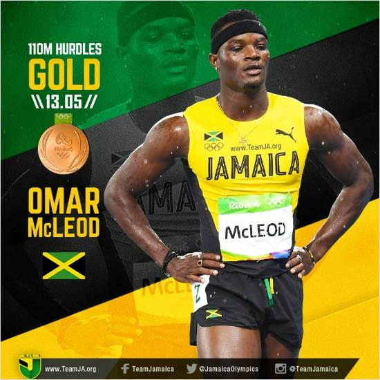 2016년 리우 올림픽 때 오마르 맥레오드의 모습. (사진=팀 자메이카 트위터)