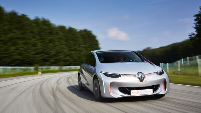 Renault Samsung’s futuristic concept car Eolab, whose superlight roof was formed using POSCO’s magnesium sheets. (RSM)