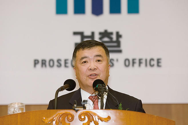 2009년 7월14일 열린 대검 중수부장 퇴임식에서 퇴임 인사를 하고 있는 이인규 변호사 © 시사저널 이종현