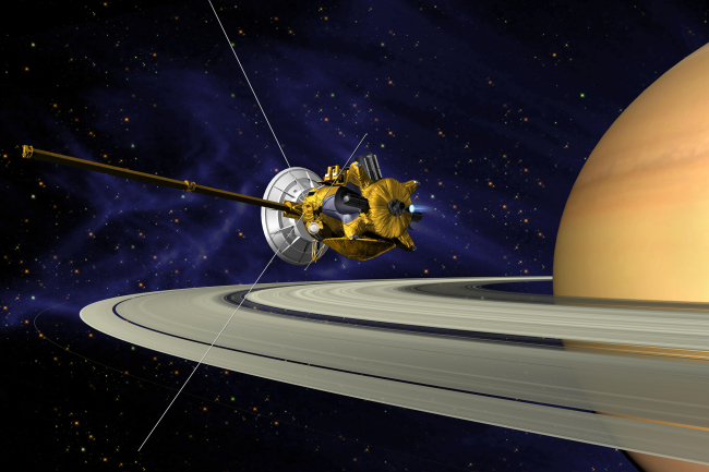 토성의 궤도를 돌고 있는 카시니호 상상도. (NASA/ESA/ASI)