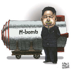 모셔가 2011년 캐나다 일간지 ‘가제트’에 그린 김정은 만평. 정권 승계가 결정된 직후다.