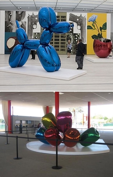 미술관에 소장된 제프 쿤스의 작품 풍선개(위)와 튤립
