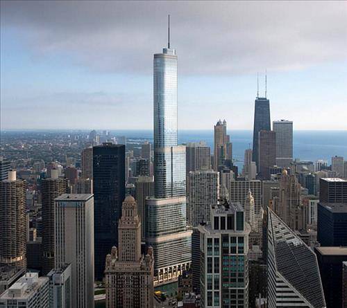 미국내 3번째, 시카고에서 2번째로 높은 '시카고 트럼프 호텔 앤드 타워' <<건축설계업체 '스키드모어, 오윙스 앤드 메릴(SOM) 웹사이트>>