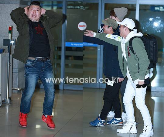 강호동,안재현,이수근,은지원이 22일 오후 중국 청두에서 tvNgo ‘신서유기2′ 촬영을 마치고 인천국제공항을 통해 귀국하고 있다.
