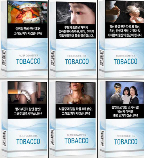담뱃갑에 부착할 경고 그림 후보 시안이 공개됐다. 이 그림들은 흡연이 폐암과 심장질환 위험을 높인다는 내용을 담고 있다. [사진 제공 = 보건복지부]
