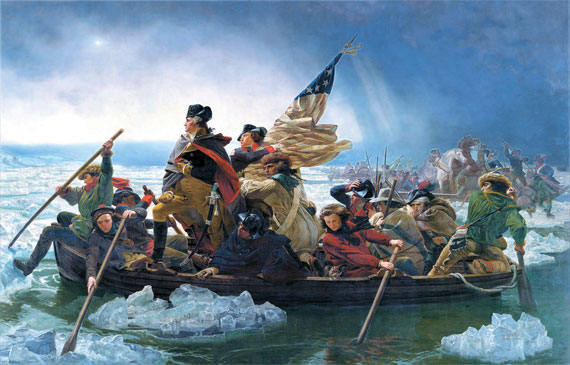 엠마누엘 로이체의 ‘델라웨어강을 건너는 워싱턴’. 1776년 독일 용병을 기습 공격한 사건이다. [사진 살림]