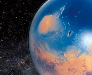 화성에 물이 있었을 것으로 추정되는 상상도. 유럽남부관측소(ESO) 제공