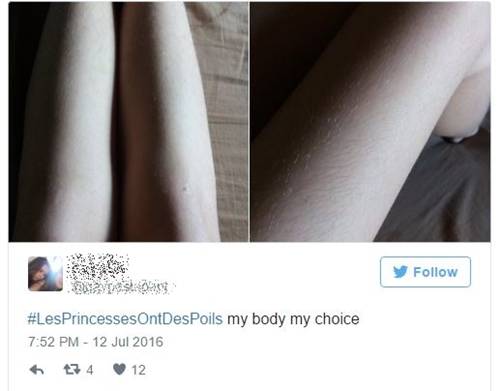 #LesPrincessesOntDesPoils 운동에 참여한 한 여성. 사진=트위터 캡처