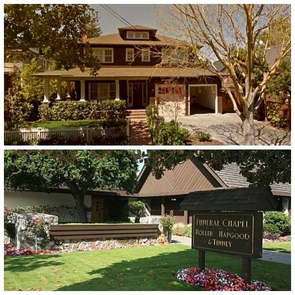 마리사 메이어의 팰로앨토 주택(위)과 메이어가 사들인 집 인근 장례식장