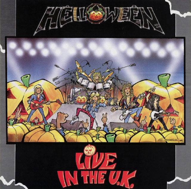 1989년 발매된 헬로윈의 공연 실황 앨범 <라이브 인 더 유케이>(Live in the U.K.) 표지 디자인.