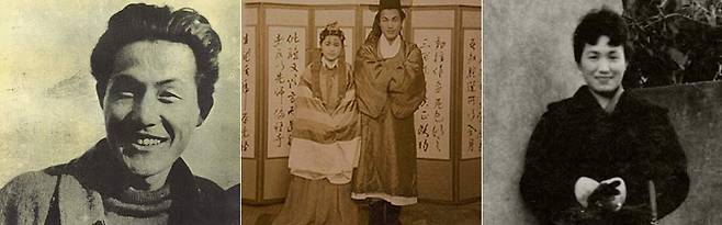 (왼쪽부터) 젊은 날의 이중섭, 1945년 야마모토 여사가 목숨 걸고 도쿄에서 원산으로 가서 올린 결혼식 사진 전통 혼례 방식을 따랐다. /국립현대미술관 제공. 이중섭이 간직했던 야마모토 마사코 여사 사진 /조선DB