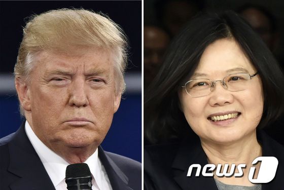 도널드 트럼프 미국 대통령 당선인(왼쪽)과 차이잉원(蔡英文) 대만 총통. © AFP=뉴스1
