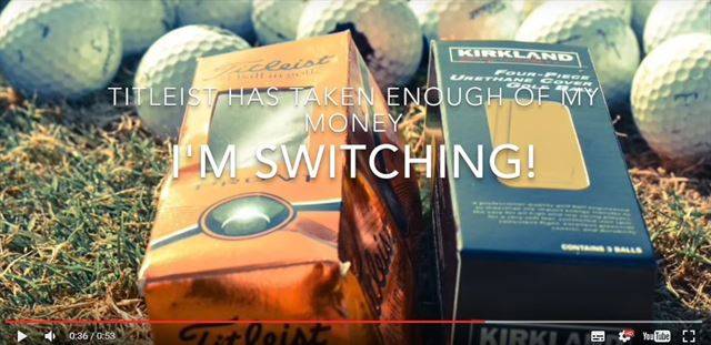 커크랜드와 타이틀리스트 제품의 품질 비교 영상 화면. 유튜브 영상 캡처