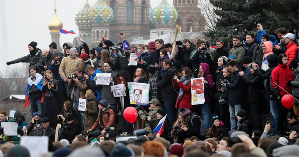 러시아 상트페테르부르크 시위