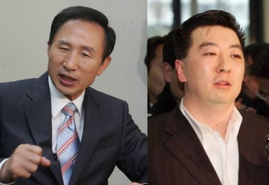 이명박 전 대통령(왼쪽)과 김경준씨.