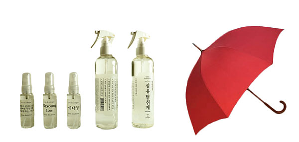 ⓒ팩토리얼 제공 태원산업의 섬유탈취제(왼쪽)와 두색하늘의 우산은 소비자로부터 좋은 반응을 얻었다.