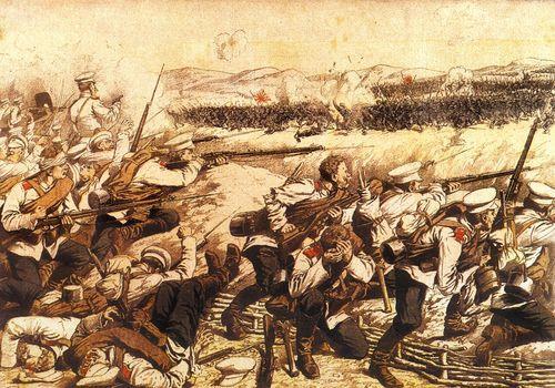 프랑스 한 신문에서 삽화를 통해 러일전쟁 초기 뤼순 일대에서 벌어진 전투 장면을 그려냈다.