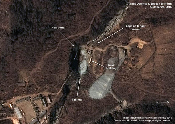 ⓒ38노스 홈페이지 북한 전문 웹사이트인 ‘38노스’가 지난해 12월 함경북도 풍계리 핵실험장의 위성사진을 공개했다.