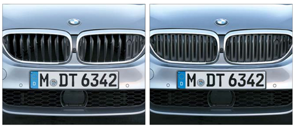 신형 BMW 5시리즈의 액티브 에어스트림 키드니 그릴(좌는 열림, 우는 닫힘). [사진 제공  = BMW]