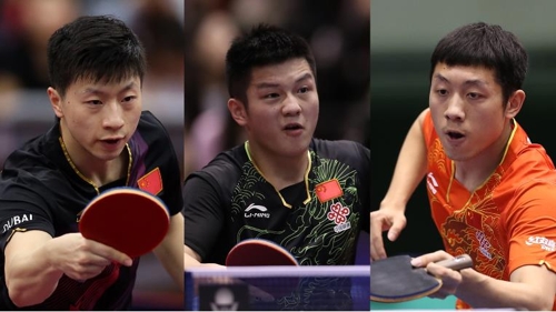 왼쪽부터 마룽, 판젠둥, 쉬신 모습. [ITTF 홈페이지 캡처]