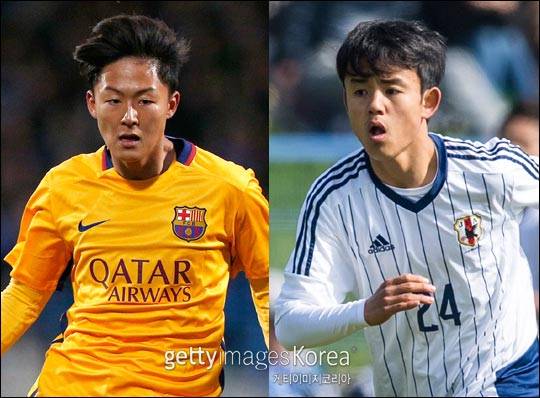 한일 축구의 미래 에이스 이승우와 쿠보 다케후사. ⓒ 게티이미지