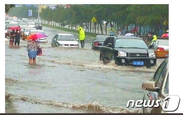 폭우가 강타한 중국 북동부 지린성 [출처=NTDTV]© News1