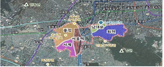 서울역 일대 도시재생 사업지.