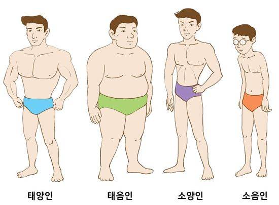 ▲사상의학에 의한 체질. 태양인, 태음인, 소양인, 소음인(왼쪽부터).[자료제공=자생한방병원]