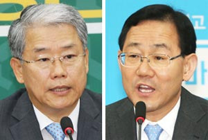 김동철 국민의당 원내대표(왼쪽), 주호영 바른정당 원내대표.