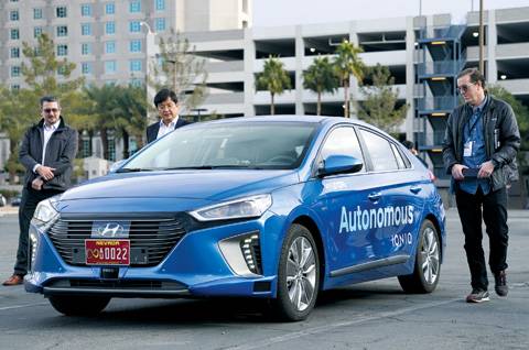 미국 라스베이거스에서 자율주행차를 시연하고 있는 현대차./현대차 제공