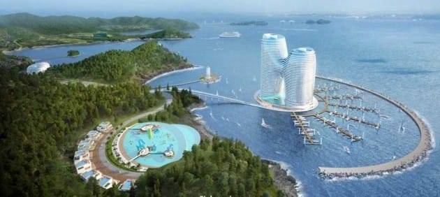 솔그룹의 해상호텔 및 리조트 단지인 ‘아쿠아 폴리스(AQUA POLIS)’조감도.