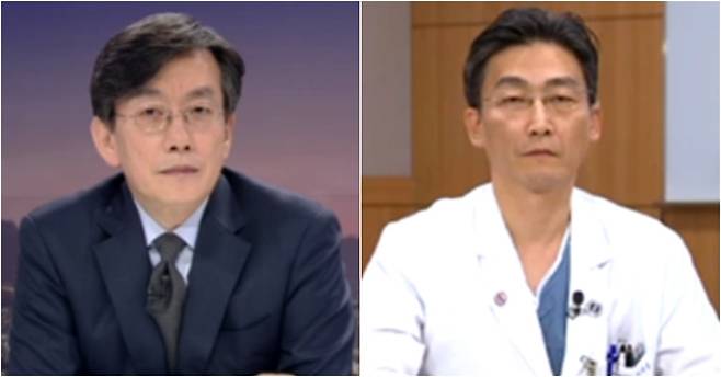 손석희 JTBC 앵커(왼쪽)와 이국종 교수. [사진 JTBC 방송 캡처]