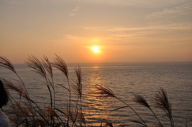 수월봉에서 바라 본 낙조.
