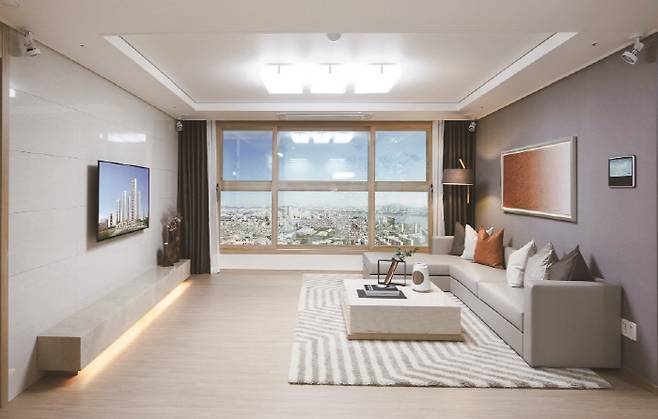 김포 한강신도시 구래역 예미지 전용 90A㎡ 거실 모습 [사진제공 = 금성백조주택]