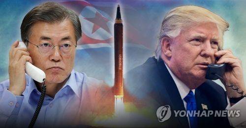 文대통령·트럼프 통화, 북 미사일 대응 협의 (PG) [제작 조혜인] 합성사진/ 사진 출처 EPA