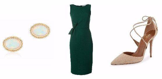 메건 마클이 약혼 발표 때 착용한 패션 아이템들. 버크스의 18K 귀고리부터, 패로슈의 드레스, 아쿠아주라의 누드톤 힐. [사진 각 브랜드 홈페이지 캡처]