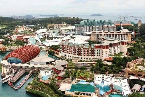 싱가포르 남쪽 센토사섬 리조트 월드 센토사 전경.