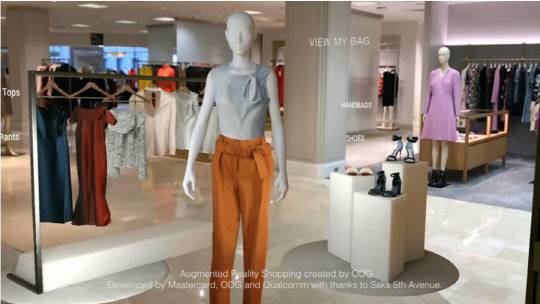 미국 오스터하우트디자인그룹(ODG)의 증강현실(AR) 쇼핑 서비스 화면.  ODG 제공