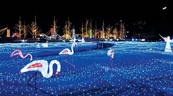 파란빛 물결이 넘실대는 ‘빛의 바다’가 펼쳐진 ‘2017 고양호수꽃빛축제’/ (재)고양국제꽃박람회