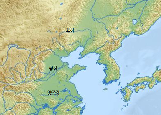 서해안으로 흘러들어가는 중국의 주요 강들. © 지도구성= 이진아