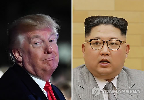 美, 남북 대화 움직임에 신중…'북, 핵포기 없이 대화없다' 고수 (워싱턴DC AFP=연합뉴스)  북한이 3일 판문점 연락채널 재개통을 전격 발표하는 등 남북 대화 분위기가 급물살을 타는 데 대해 미국 정부는 '대화를 위한 대화'에는 반대한다는 기존 방침을 분명히 하면서 신중론을 폈다. 사진은 트럼프 대통령이 지난 해 11월30일 백악관 국가 크리스마스 트리 점등식에서 미소짓는 모습(왼쪽)과 북한 김정은이 지난 1일 평양에서 신년사를 발표하는 모습.        bulls@yna.co.kr