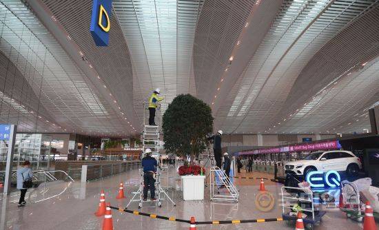 3층 출국장에 설치된 나무.