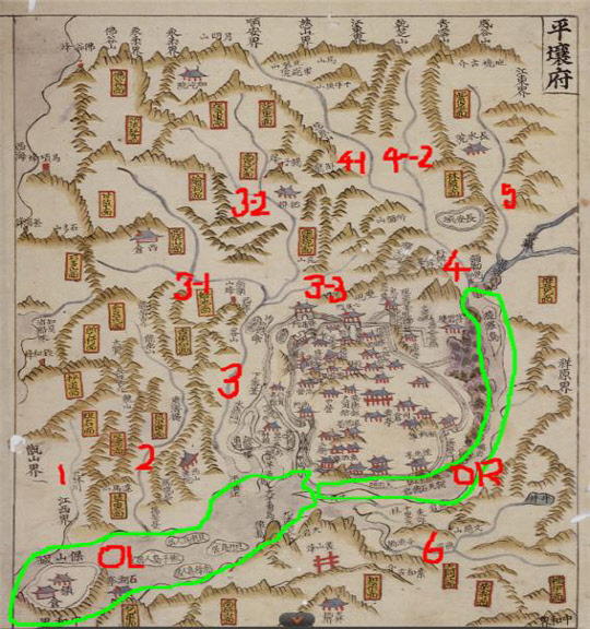 고려 태조 왕건(920년 대) 황제 때 서경 평양부 지도. 인하대 제공