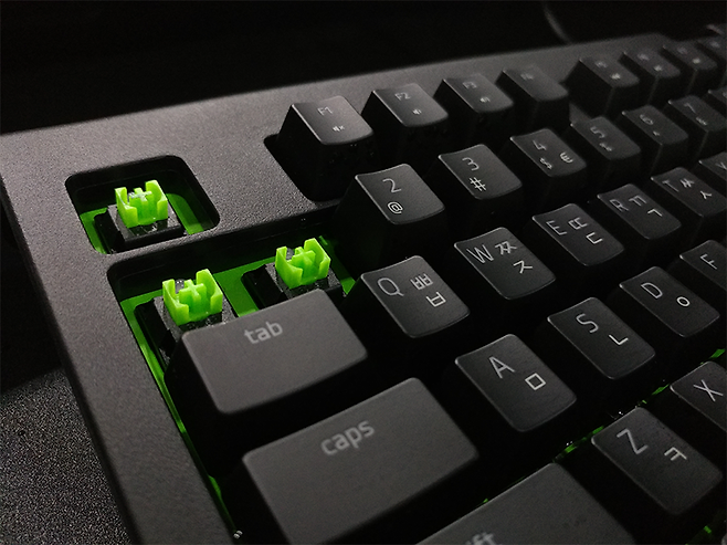 레이저가 자체 개발한 녹색축 기계식 스위치