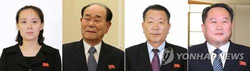 북 고위급대표단에 김여정 포함…김영남·리선권·최휘 (서울=연합뉴스) 북한 김정은 노동당 위원장의 여동생 김여정 당 중앙위원회 제1부부장이 김영남 최고인민회의 상임위원장이 이끄는 북한의 평창동계올림픽 고위급대표단 단원으로 방남한다. 북한의 김씨 일가를 뜻하는 이른바 '백두혈통'의 일원이 남쪽 땅을 밟은 것은 김여정이 처음이다.       사진 왼쪽부터 김여정, 김영남, 국가체육지도위원장인 최휘 당 부위원장, 남북 고위급회담 단장인 리선권 조국평화통일위원회 위원장.    [연합뉴스 자료사진]      photo@yna.co.kr