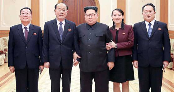 오빠 팔짱낀 김여정. [연합뉴스]