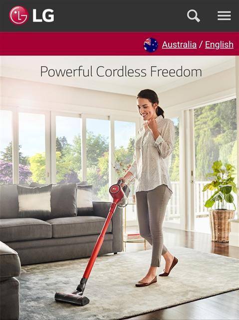 영국 가전업체 다이슨이 80% 이상 장악하고 있는 호주에 진출한 LG전자 코드제로 A9. LG전자 호주 홈페이지에 소개된 코드제로 A9. [LG전자 호주 홈페이지 캡처]