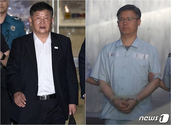 9월12일 박근혜 전 대통령 재판에 출석하는 노태강 전 문체부 체육국장(왼쪽)과 18일 출석하는 정호성 전 청와대 부속비서관. © News1