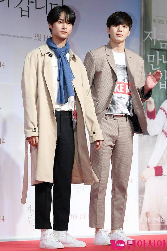 빅스 엔, 홍빈이 12일 오후 서울 송파구 롯데시네마 월드타워점에서 열린 영화 ‘지금 만나러 갑니다’ VIP 시사회에 참석해 포즈를 취하고 있다.